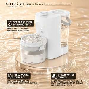 Dispensador de Agua Inteligente para Mascotas SIMITIPET de Doble Tanque, 3L, Fuente para Gatos Inalámbrica, con Tanques Separados de Agua Limpia y Desechos - Product Image 2