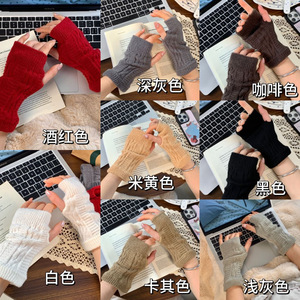 Guantes sin dedos de punto cálido, color negro, para invierno, unisex, para hombre y mujer - Product Image 3