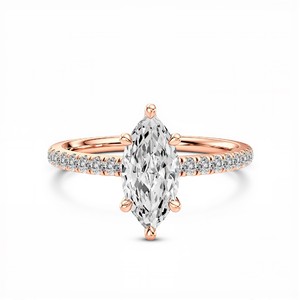Bague de fiançailles en or 10KT 14KT 18KT en argent sterling 925 avec diamant de laboratoire taille marquise 1,00 carat pour femme, couleur VVS VS EF - Product Image 3