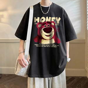 <span class=keywords><strong>เสื้อ</strong></span>ยืดพิมพ์ลายหมีสีชมพูสำหรับผู้ชาย สไตล์ฮาราจูกุ แขนสั้น ทรงโอเวอร์ไซส์ ผ้าเนื้อหลวม น้ำหนักผ้า 220 กรัม <span class=keywords><strong>ราคา</strong></span>ขายปลีก 2 ดอลลาร์ - Product Image 4