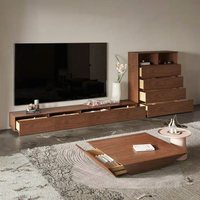 Table basse moderne minimaliste en bois massif de style italien de luxe avec pied en fer meuble TV pour chambre à coucher salon