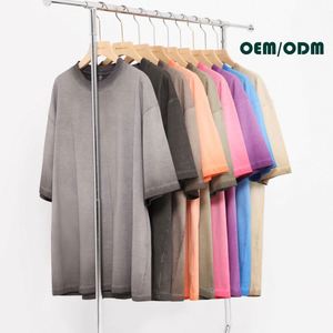 เสื้อยืดคอกลมโอเวอร์ไซส์ทรงหลวม ผ้าฝ้าย 100% คุณภาพสูง สไตล์วินเทจ ล้างสีแบบแอซิด สำหรับผู้ชาย - Product Image 2