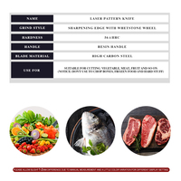 Couteau de cuisine à motif laser, acier inoxydable à haute teneur en carbone, 56 HRC, ensemble de couteaux de chef professionnels, manche en résine, couteau de cuisine personnalisé