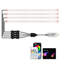 Bande lumineuse d'ambiance pour l'espace des pieds de voiture, contrôle par application, USB, éclairage synchronisé 2/4 en 1, luminosité réglable librement, lumière LED