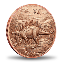 Pièce de monnaie en cuivre Stegosaurus 1 oz 999 pur, relief 3D, dinosaure blindé, pièce de monnaie préhistorique en cuivre de collection