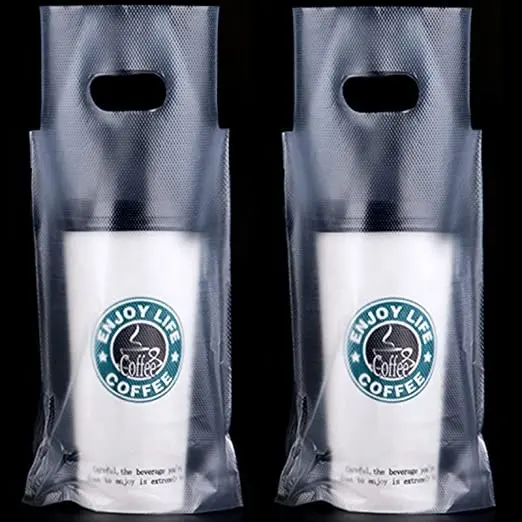 O saco plástico descartável feito sob encomenda da cópia Eco do logotipo tira o saco plástico do PE do café do chá do boba para a bebida