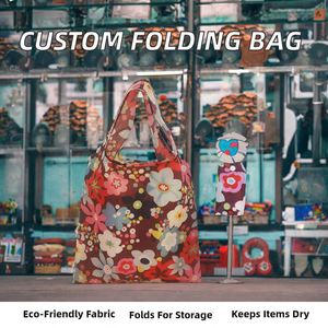 Custom Promotion Gift <b>Bags</b> Reusable Folding Leopard <b>Medium</b> <b>Size</b> Shopping <b>Bag</b> Polyester Eco Waterproof Grocery Compact - Product Image 2