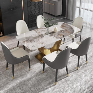 Voxhome moderno di lusso rettangolo tavolo da pranzo con marmo Top <span class=keywords><strong>Color</strong></span> <span class=keywords><strong>oro</strong></span> Base mobili per la casa per la sala da pranzo - Product Image 2