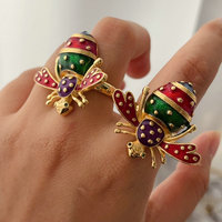 Nouvelle arrivée coloré émail abeille bague réglable bijoux de mode