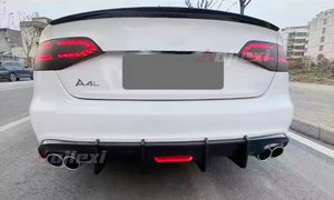 KB Style Real Carbon Fiber Rear Bumper <strong>Diffuser</strong> <strong>for</strong> Audi <strong>B8</strong> <strong>B8</strong>.5 S4 <strong>A4</strong> Sline 2008-2016 Carbon Rear Splitter With LED Body Kit - Product Image 6