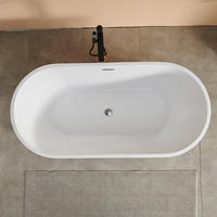 Baignoire autoportante ovale cannelée en acrylique, double isolation en fibre de verre, facile à nettoyer, avec drain central, pour hôtel, vente en gros OEM
