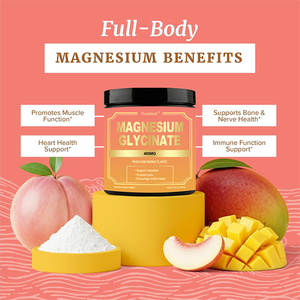 GMP Certified OEM Private Label Natural Peach and Mango Flavor 400mg Vegan Organic <strong>Magnesium</strong> Glycinate Powder Supplement - Product Image 2