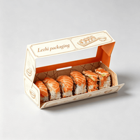 Boîte à lunch en papier kraft biodégradable avec fenêtre transparente, logo personnalisé, pour sushis, salades, emballages à emporter