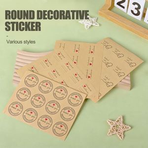12 Pegatinas Decorativas de Papel Kraft Vintage por Hoja, Etiquetas de Agradecimiento Hechas a Mano, Etiquetas de Amor para Regalos, Manualidades DIY, Sellado - Product Image 1