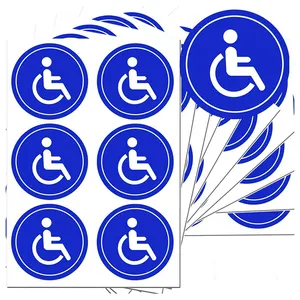 Self-Adhesive Round Disabled Wheelchair Symbol Labels Handicap Signs Stickers for Handicapped Parking