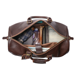 Sac de voyage en cuir imperméable personnalisé avec logo, sac de sport vintage 43L en cuir véritable Crazy Horse pour hommes - Product Image 4