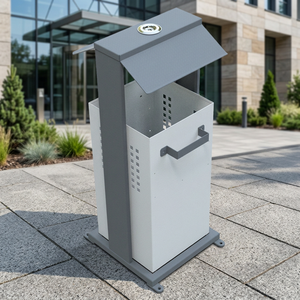 Poubelle de recyclage publique carrée en métal, à ouverture supérieure, étanche, anti-odeur, pour usage extérieur - Product Image 2