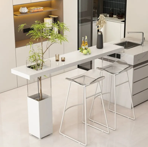 Mesa de Barra Moderna y Sencilla, Barra de <span class=keywords><strong>Bar</strong></span> para el Hogar de Madera Maciza, Mesa de Barra Impermeable con Tablero de Roca - Product Image 2