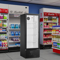 Réfrigérateur vertical à porte vitrée simple LC-310, vitrine réfrigérée commerciale, éclairage LED, 4 étagères réglables