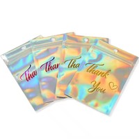 Bijoux cosmétiques transparents avec impression personnalisée et doux au toucher pochette scellée à fermeture éclair laser emballage plastique holographique sacs en mylar
