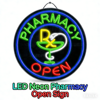 Letrero LED de Neón Impermeable con Control Inalámbrico, Letrero Luminoso con Símbolo de Farmacia 3D para Publicidad Exterior en Centros Comerciales