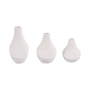 Set di 3 vasi in ceramica bianchi testurizzati, decorazioni moderne per soggiorno, camera da letto, ufficio, composizioni floreali - Product Image 4
