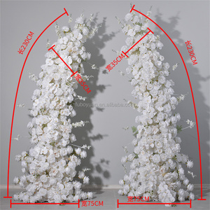 E131 웨딩 통로 꽃 장식 인공 뿔 꽃 아치 파티 이벤트 장식용 가짜 흰색 장미 꽃 아치 러너 - Product Image 2