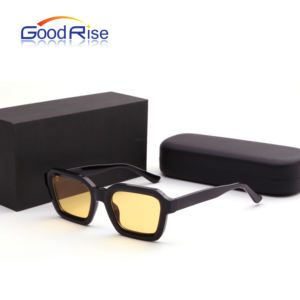 Lunettes de soleil de luxe rétro avec verres jaunes, monture carrée, branches en CP, unisexe, protection UV 400, pour l'été, de créateur - Product Image 2