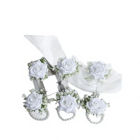Boutonnière et corsage de poignet artisanaux en soie, style européen, pour mariage, cérémonie d'ouverture, fournitures pour événements, blanc