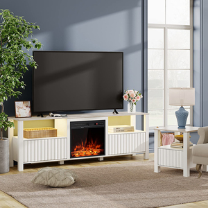 מותאם אישית לבן מודרני 85 אינץ רצפת שולחן טלוויזיה מעמד rack ארון עם אח led עבור סלון יוקרה - Product Image 2