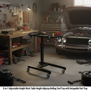 Mesa de Trabajo con Altura Ajustable, Bandeja Rodante para Herramientas con Bandeja Desmontable para Piezas, Modelo Negro D0100XUC98Y - Product Image 2