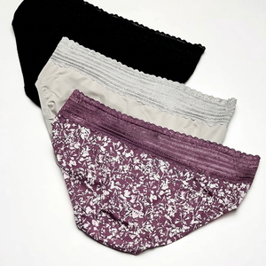 Culottes sexy en dentelle florale pour adolescentes, ensemble de 2 pièces, 100% nylon, sous-vêtements sans couture pour un confort ultime, ajustement invisible - Product Image 1