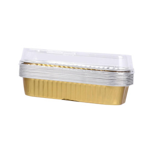 High Quality PP Plastic Lid Tray 200ml Recyclable Aluminum <b>Foil</b> Disposable Gold Pulp Moulded Bread Loaf <b>Container</b> Microwavable - Product Image 1
