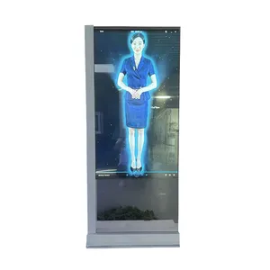 لافتة رقمية داخلية مزدوجة الأطراف واقفة على الأرض 55 بوصة شاشة عمودية شفافة عرض إعلانات