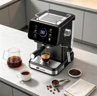 Anbolife Nueva Cafetera Espresso de 20 Bares con Pantalla Táctil a Color, Cafetera para el Hogar con Espumador de Leche, Cafetera de Expreso, OEM ODM