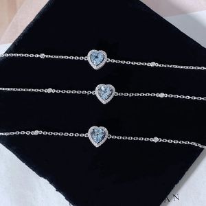 Xinfly 18k Solid White Gold Woman's Diamond Aquamarine <b>Gemstone</b> Heart <b>Bracelet</b> with Bezel Setting for Anniversary - Product Image 2