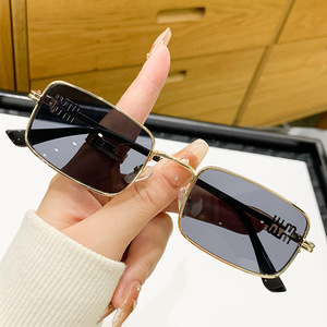 Miu Home Retro Metal <b>Square</b> Sunglasses <b>Gold</b> <b>Frame</b> UV400 Protection Unisex Sunshades Type 3 Lenses PC Material - Product Image 1