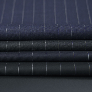 Tela de Traje Italiana de Lana Merino Peinada con Rayas, Mezcla de Lana para Trajes, Tela de Lana y Poliéster para Trajes - Product Image 1