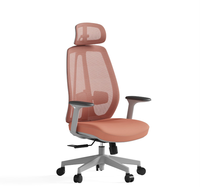 Chaise de bureau ergonomique moderne à dossier haut en maille, accoudoirs 2D réglables, pivotante, pour bureau de direction ou télétravail, avec structure en acier et hauteur réglable