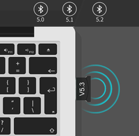 Adaptador USB Bluetooth 5.3 BR8652 sin Controladores para Windows 7/8/10, Laptops, Móviles y PDA, Auriculares/Altavoces, Negro, Alcance de 10-20m