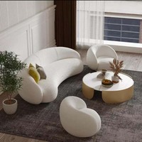 Canapé Blanc en Velours Confortable et Unique, Tissu Moderne de Style Nordique, 4 Places, Meubles de Salon