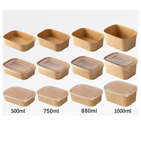 Bol à salade en papier kraft écologique jetable de 32 oz avec couvercle et cuillère, compatible micro-ondes, recyclable, pour plats à emporter