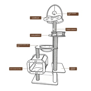 Thân thiện với môi trường nhiều lớp bảng gỗ rắn hiện đại mèo leo cây với đồ chơi mèo sisal và thiết kế viên nang không gian tích hợp - Product Image 4