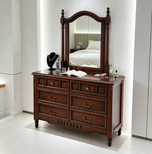 Traditional Solid Wood Makeup <b>Vanity</b> With <b>Mirror</b> Mahogany <b>Dressing</b> <b>Table</b> Storage Drawers Bedroom Furniture - Product Image 6