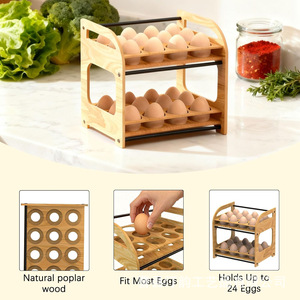 Estante de almacenamiento de huevos de madera transfronterizo, organizador de huevos para gabinete, soporte para huevos de pato y gallina, estante de almacenamiento de huevos para refrigerador - Product Image 5