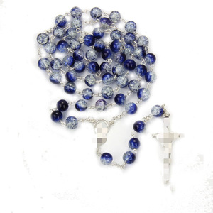 Collier de perles bleu, noir, bordeaux, forme de boule florale, pendentif en chaîne argentée, accessoire de bijoux à la mode - Product Image 3