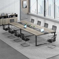 Meja Konferensi Melamin Multi-Fungsi Modern untuk 12 Orang dengan Kaki Aluminium untuk Ruang Rapat Kantor, Rumah Sakit, dan Penggunaan Komersial