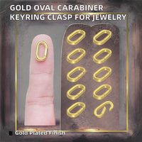Mousquetons à ressort en laiton plaqué or 18 carats, mini-clips ovales pour la fabrication de bijoux