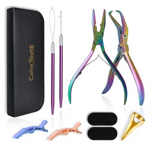 Pince d'extension de cheveux professionnelle Micro anneau lien ouvre-perle outil plus proche et Kit d'enfileur de boucle outils d'extension de cheveux - Product Image 1
