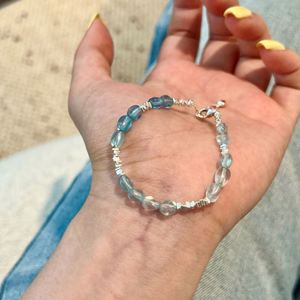 Dylam Personalized Statement Design Aqua Tiny Rice Beads Women Jewelry <b>Bangles</b> & <b>Bracelets</b> S925 Silver for Daily Life Wear - Product Image 3